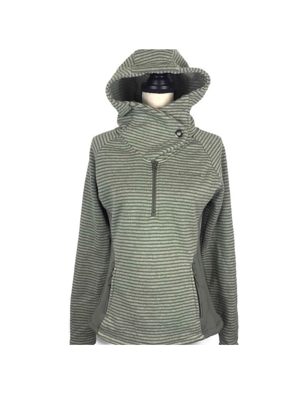 Avalanche Cascade Hooded Sweater Pullover Jacket Womens Sz Small Green Striped